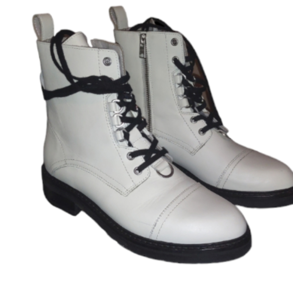 ALL SAINTS WHITE LIRA COMBAT BOOTS
